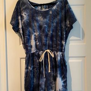 Blue and white tie dye romper